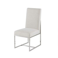 Madison Park Junn Dining Chairs - High Back, Soft Modern Luxe Accent Furniture, Sturdy Chrome Metal Legs Kitchen-Stool, All Cushion Deep Seating, 19W X 26D X 40H, Natural
