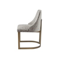 Madison Park Bryce Parsons Upholstered Accent Dining Chairs Set Of 2, Padded Seat With Cushion, Antique Gold Metal Frame Back And Sled Leg, Contemporary Modern Chic For Kitchen, Grey