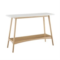 Madison Park Parker Console Table For Entryway With Solid Wood Frame Open Storage Shelf And Off-White Top, Mid-Century Modern Accent Living Room Furniture Decor, 48 W X 16 D X 32 H, 0