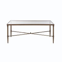 Madison Park Signature Park Porter Accent Tables Rectangular Tempered Glass Tabletop With Metal Frame Mid-Century Modern Luxe Interior Design Living Room Furniture, , Bronze