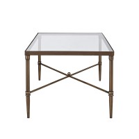 Madison Park Signature Park Porter Accent Tables Rectangular Tempered Glass Tabletop With Metal Frame Mid-Century Modern Luxe Interior Design Living Room Furniture, , Bronze