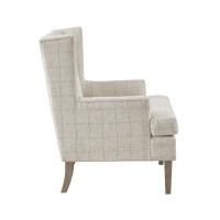 Martha Stewart Decker Accent Chairs-Solid Wood, Wingback, Deep Seating Armchair Living Room Furniture Modern Contemporary Style Sofa Decor-Bedroom Lounge, See Below, Beige