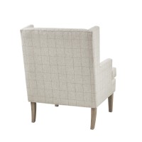 Martha Stewart Decker Accent Chairs-Solid Wood, Wingback, Deep Seating Armchair Living Room Furniture Modern Contemporary Style Sofa Decor-Bedroom Lounge, See Below, Beige