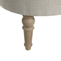 Martha Stewart Clara Coffee Table - Solid Wood Frame, Soft Fabric, Button Tufted, Oval Large Accent Ottoman - Modern Foam Padded Top Footstool Cocktail Living Room Furniture, 48X26.75X18.75, Linen