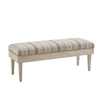 Martha Stewart Harstrom Storage Bench-Bedroom Organizer, Padded Ottoman Footrest For Living Room Entryway Sitting Home Furniture, Upholstered Seat Cushion, 50 Wide, Beige-Multi