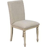 Martha Stewart Fiona Classic Upholstered Accent Dining Chairs Set Of 2, Padded Seat Cushion/Back, Solid Wood Frame And Turned Legs, Simple Distressed Rustic Farmhouse Kitchen Furniture - Light Grey