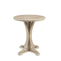 Martha Stewart Fatima Accent Tables Modern Mid-Century Rustic Pedestal Design, Round Tabletop Living Room Furniture Occasional Piece, Dia. 21 X 24, Wheat