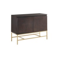 Martha Stewart Allister Accent Cabinet For Living Room, Shelves Organizer, Magnetic Closure Door Modern Standing Storage Chest, Open Space Metal Base Design, Easy Assembly, 40 Wide, Morocco/Gold