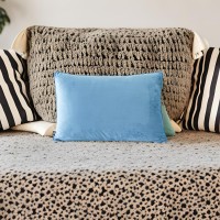Luxurious Velvet Cushion - Enhance Home Decor with Opulence and Elegance - Soft and Comfortable - Ocean Blue - 60x40
