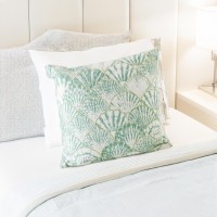 Plush Indoor Printed Cushions - Comfortable, Stylish, and Inviting - Stunning Sea Shells Design - Green - 45x45