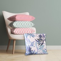 Whimsical Indoor Cushions - Unique Designs for Playful Decor - Affordable & Budget-Friendly - Botanical Blue - 45x45cm