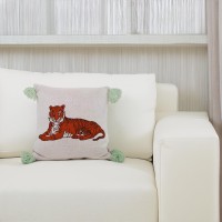 Enchanting Jungle Adventure Tiger Cushion - 100% Cotton - Zip Opening - 45x45cm - Add Untamed Allure to Your Living Space