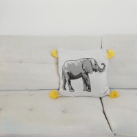 Majestic Elephant Jungle Cushion - 100% Cotton - Removable Cover - Easy Cleaning - 45x45cm - Elevate Your Living Area