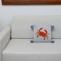 Ocean Enthusiast's Delight: Vibrant Crab Design Kids Cushion - 100% Cotton Cover - Polyester Filling - Zip Opening - 45x45cm