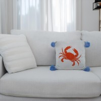 Ocean Enthusiast's Delight: Vibrant Crab Design Kids Cushion - 100% Cotton Cover - Polyester Filling - Zip Opening - 45x45cm