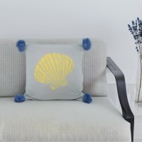 Ocean Enthusiast Kids Cushion - Seashell Design - 100% Cotton - Polyester Filled - Easy Zip Removal - 45x45cm