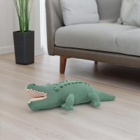 Enchanting Jungle Adventure Cushion - Alligator Design - 100% Cotton Cover - Plush Polyester Filling - 70x30cm - Ideal for Kids' Rooms & Living Areas