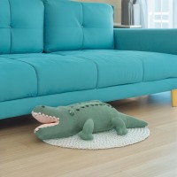 Enchanting Jungle Adventure Cushion - Alligator Design - 100% Cotton Cover - Plush Polyester Filling - 70x30cm - Ideal for Kids' Rooms & Living Areas