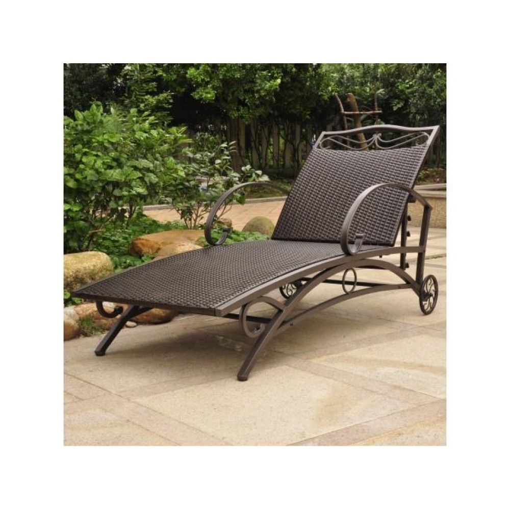 International Caravan 4111-Sgl-Ch Valencia Resin Wicker & Steel Multi Position Single Chaise Lounge Chocolate