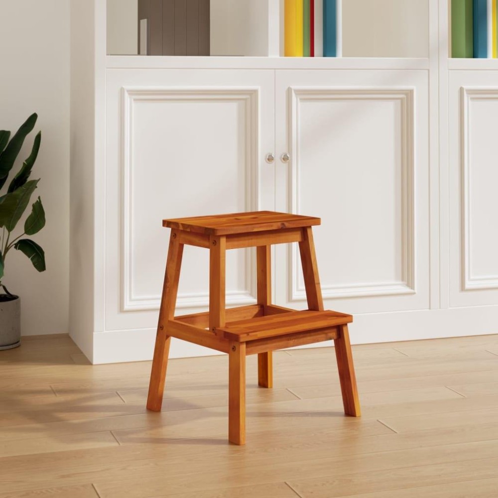 Vidaxl 2 Step Stool 15.7X15X19.7 Solid Wood Acacia