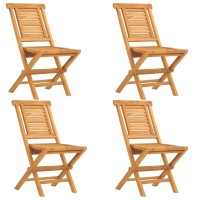 Vidaxl Folding Patio Chairs 4 Pcs 18.5X24.8X35.4 Solid Wood Teak