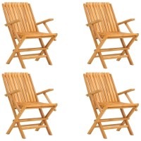 Vidaxl Folding Patio Chairs 4 Pcs 24X26.4X35.4 Solid Wood Teak