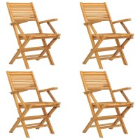 Vidaxl Folding Patio Chairs 4 Pcs 21.7X24.4X35.4 Solid Wood Teak