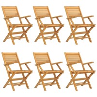 Vidaxl Folding Patio Chairs 6 Pcs 21.7X24.4X35.4 Solid Wood Teak