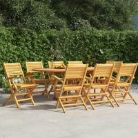 Vidaxl Folding Patio Chairs 8 Pcs 21.7X24.4X35.4 Solid Wood Teak