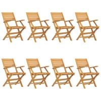 Vidaxl Folding Patio Chairs 8 Pcs 21.7X24.4X35.4 Solid Wood Teak