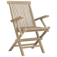 Vidaxl Folding Patio Chairs 4 Pcs Gray 22X24X35 Solid Wood Teak