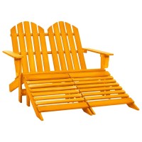 Vidaxl 2-Seater Patio Adirondack Chair&Ottoman Fir Wood Orange