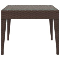 Vidaxl Side Table Brown 19.7X19.7X15 Poly Rattan And Tempered Glass