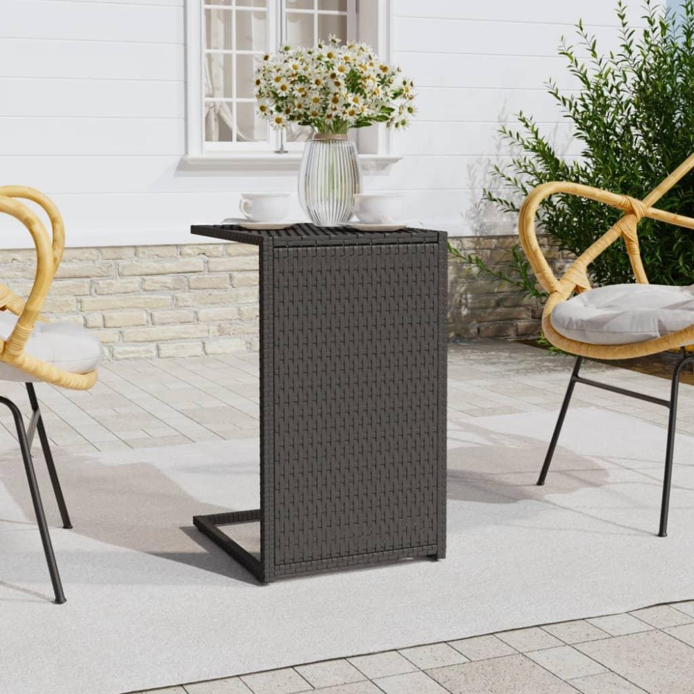 Vidaxl C Table Black 15.7X13.8X23.6 Poly Rattan