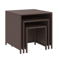 Vidaxl Nesting Tables 3 Pcs Brown Poly Rattan