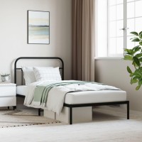 Vidaxl Metal Bed Frame With Headboard Black 39.4X78.7