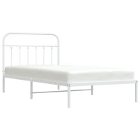 Vidaxl Metal Bed Frame With Headboard White 39.4X78.7