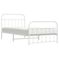 Vidaxl Metal Bed Frame With Headboard And Footboard White 39.4X78.7