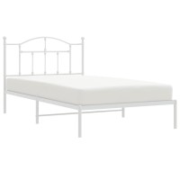 Vidaxl Metal Bed Frame With Headboard White 39.4X78.7