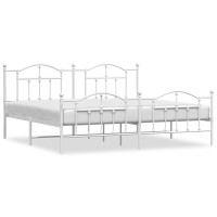 Vidaxl Metal Bed Frame With Headboard And Footboard White 76X79.9