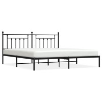 Vidaxl Metal Bed Frame With Headboard Black 76X79.9