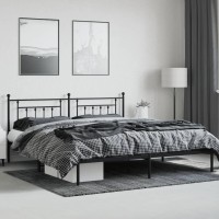 Vidaxl Metal Bed Frame With Headboard Black 76X79.9