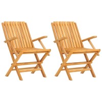Vidaxl Folding Patio Chairs 2 Pcs 24X26.4X35.4 Solid Wood Teak