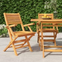 Vidaxl Folding Patio Chairs 2 Pcs 21.7X24.4X35.4 Solid Wood Teak