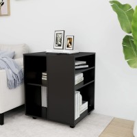 Vidaxl Rolling Cabinet Black 23.6X20.9X28.3 Engineered Wood
