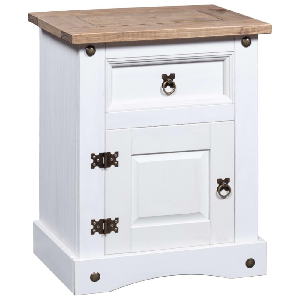 Vidaxl Bedside Cabinet Mexican Pine Corona Range White 20.9X15.4X26.4