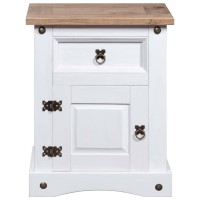 Vidaxl Bedside Cabinet Mexican Pine Corona Range White 20.9X15.4X26.4