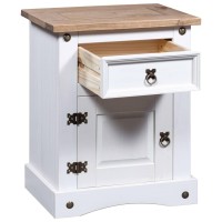 Vidaxl Bedside Cabinet Mexican Pine Corona Range White 20.9X15.4X26.4