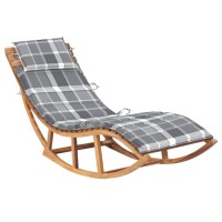 Vidaxl Rocking Sun Lounger With Cushion Solid Teak Wood