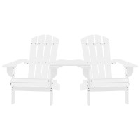 Vidaxl Patio Adirondack Chairs With Tea Table Solid Wood Fir White